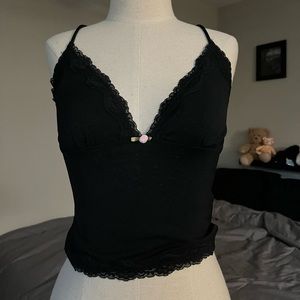 cropped deep v neck cami